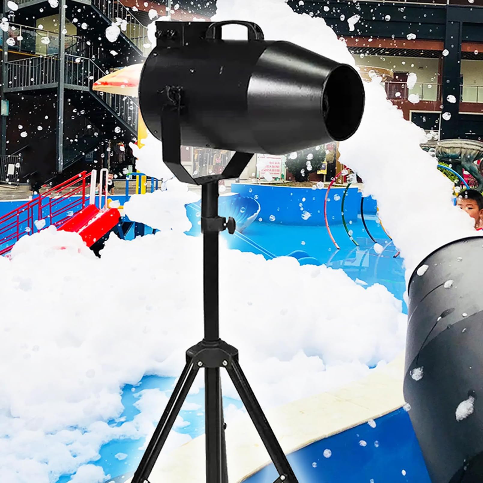 Grande Machine à Mousse (Distance 6-10 M/Zone 80㎡) – Angle RéGlable, Commande éLectrique Manuelle Haute Puissance 1000W – Machine à Mousse à Jet D'Effet De ScèNe