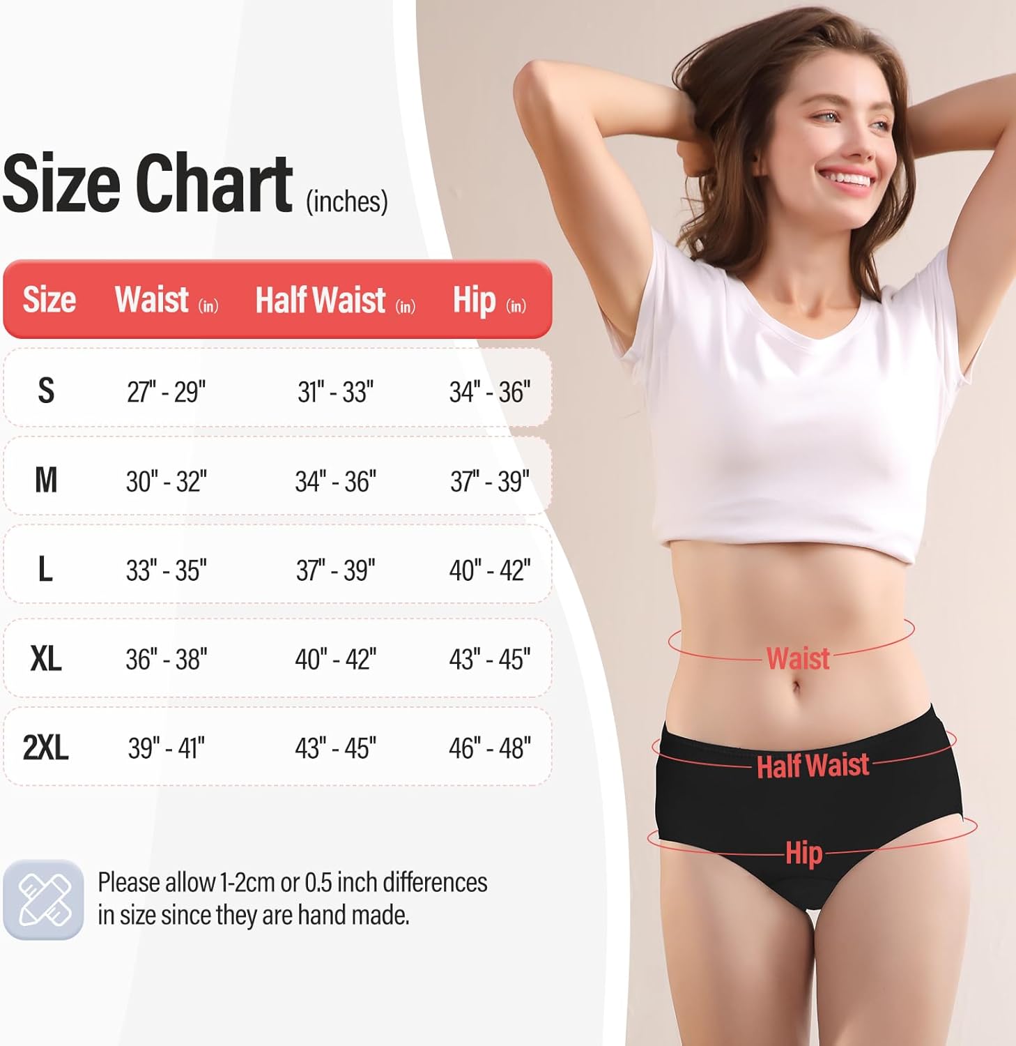 3 Pack Washable Incontinence Underwear for Women 150ml Super Absorbent Womens Leak Proof Underwear for Incontinence Postpartum Bladder Leakproof Panties Briefs Black M - Image 5