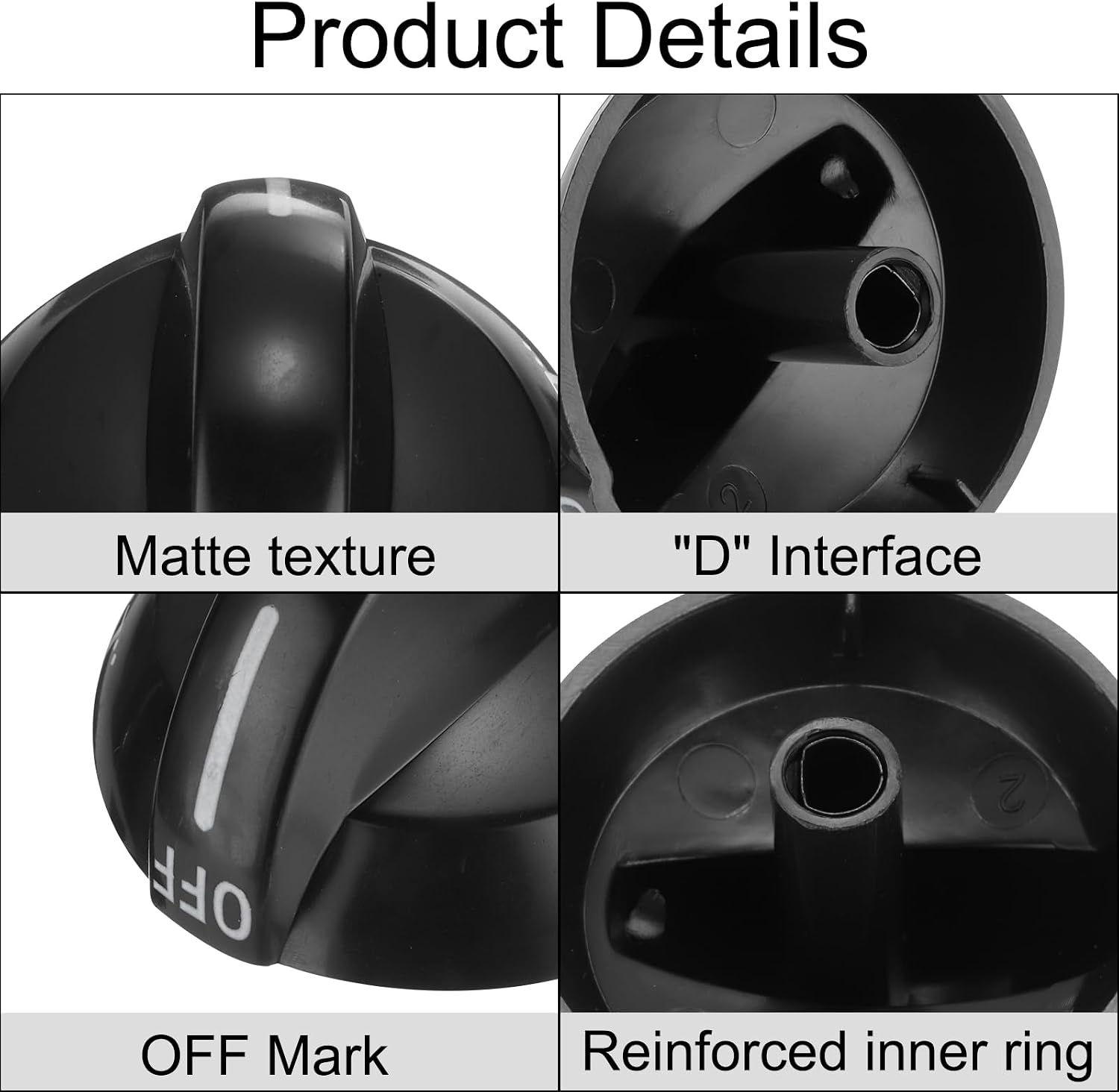 MECCANIXITY 316220009 Gas Stove Knob Locks Replacement, 0.24x0.2 Inch ID Black Gas Oven Cooktop Surface Burner Control Knobs Covers for 1379610 AP4322122 PS199153