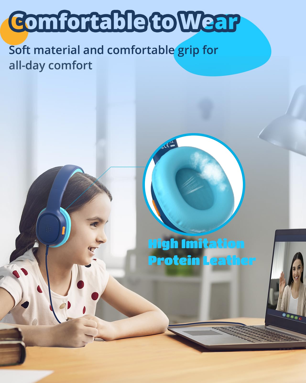 Tronsmart Cuffie Sovraurali Pieghevoli per Bambini, Volume Sicuro 85/93 dB, Suono Chiaro e Morbido, Jack da 3,5 mm per Bambini con Cavo, per Apprendimento e Intrattenimento
