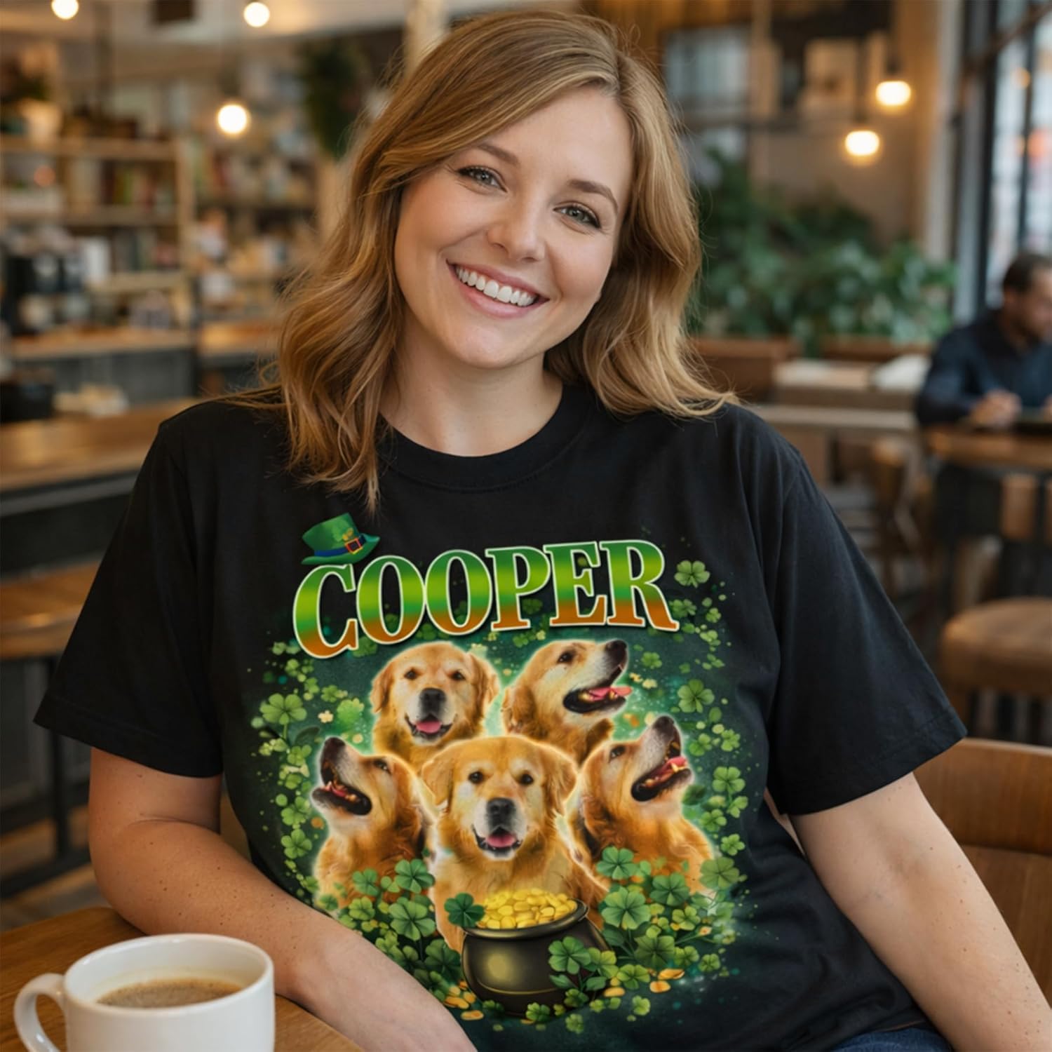 Custom Bootleg Rap Tee, Personalized Retro T-Shirt with Photo, St. Patrick's Day Gift for Boyfriend Girlfriend - Image 4