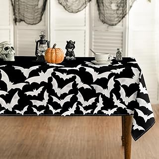 Horaldaily Halloween Tablecloth 60 x 140 Inch Rectangular Bats Black
