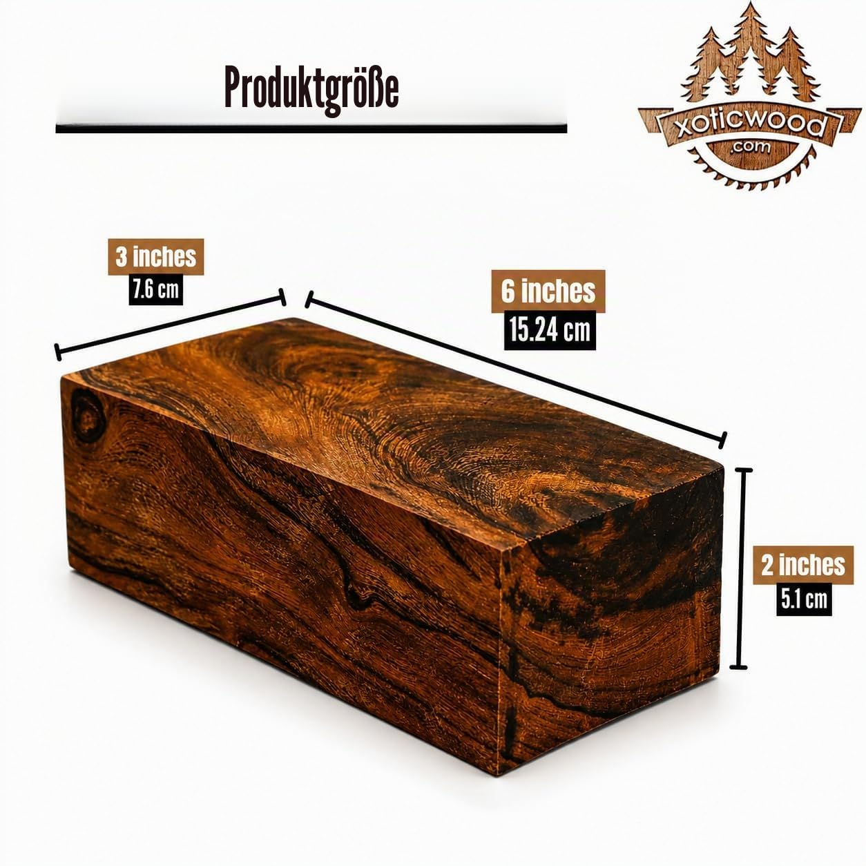 IECAP LLC Hartholz Eisenholz Rohlinge Exotisches Holz - Woodchucks Holz - Hartholz Holz - Naturholz für DIY Handwerk - Eisenholz Holz Drehlinge - Größe 15,2 x 7,6 x 5,1 cm, 1 Stück
