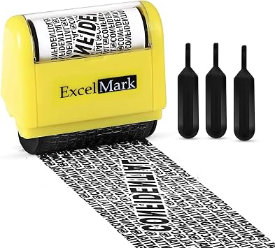 ExcelMark Rolling Identity Theft Guard Stamp ID Theft Stamp with Refill Ink
