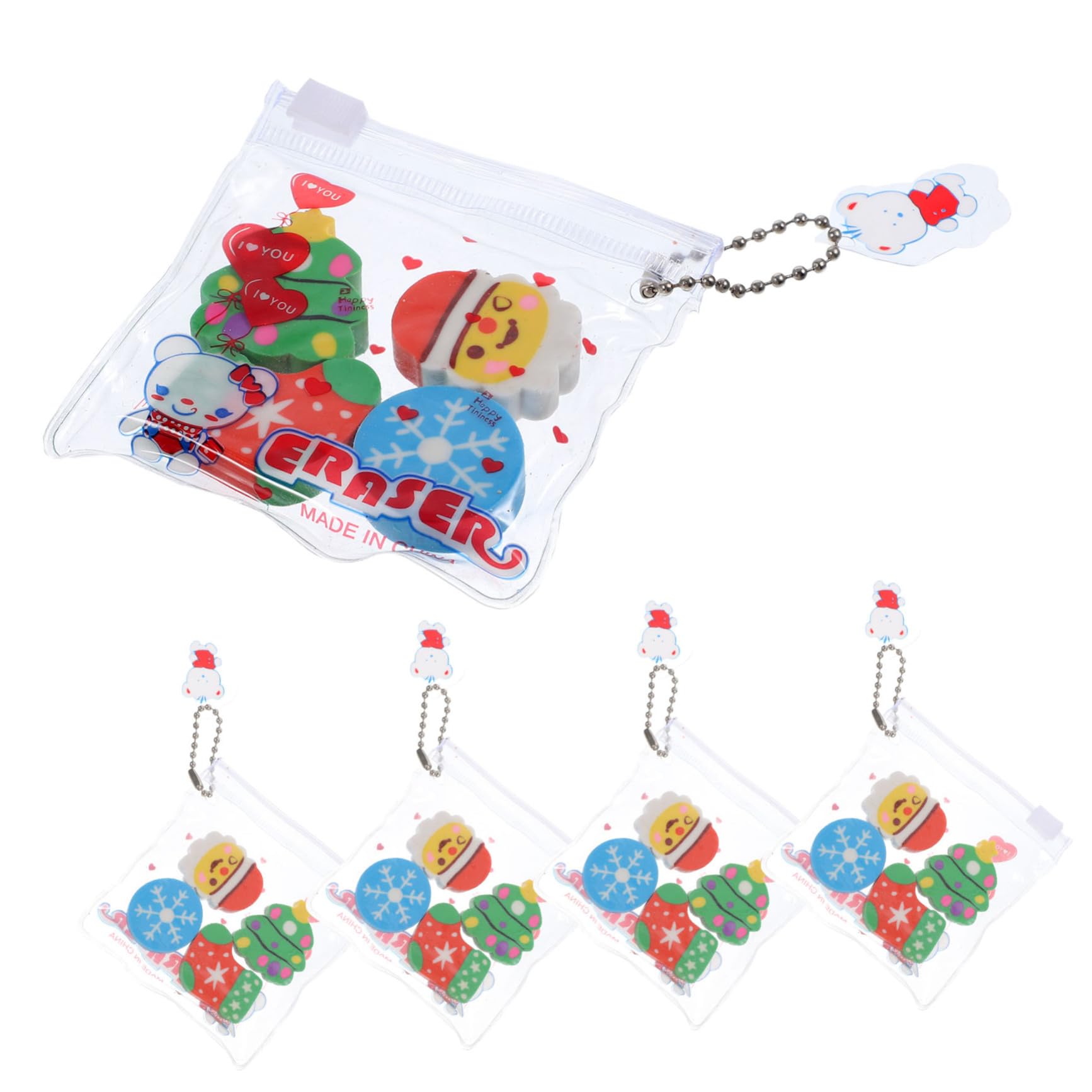 SHINEOFI 18 Sätze Weihnachtsradiergummi cute christmas decor süße radiergummis weihnachts geldgeschenke spaß Cartoon Radiergummis geformt Mini-Radierer Multifunktions-Radierer PVC