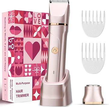 Waterproof Bikini Trimmer for Women - 2-in-1 Electric Razors for Women with Ceramic Blades, IPX7 Washable Head, Wet & Dry Use, 2Painless for Sensitive Skin