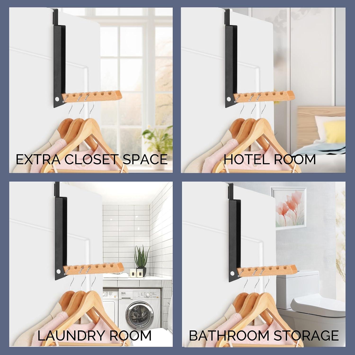 Over-The-Door Laundry Hanger - Convenient Travel Clothes Rack for Easy Drying - Ideal Laundry Hanging Rack for Travel and Home Use Collapsible Portable - 1PCS (Black)