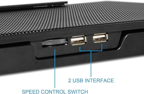 Miniatura 2 de Enfriador portátil de malla metálica para laptop, 4 ventiladores silenciosos con luz LED roja, altura ajustable, portátil de hasta 17 pulgadas, 2