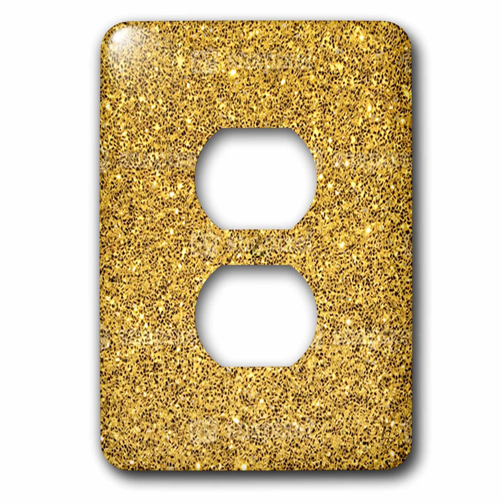 Plaque double prise scintillante 3drose LSP 221595 6 anti rayures finition or