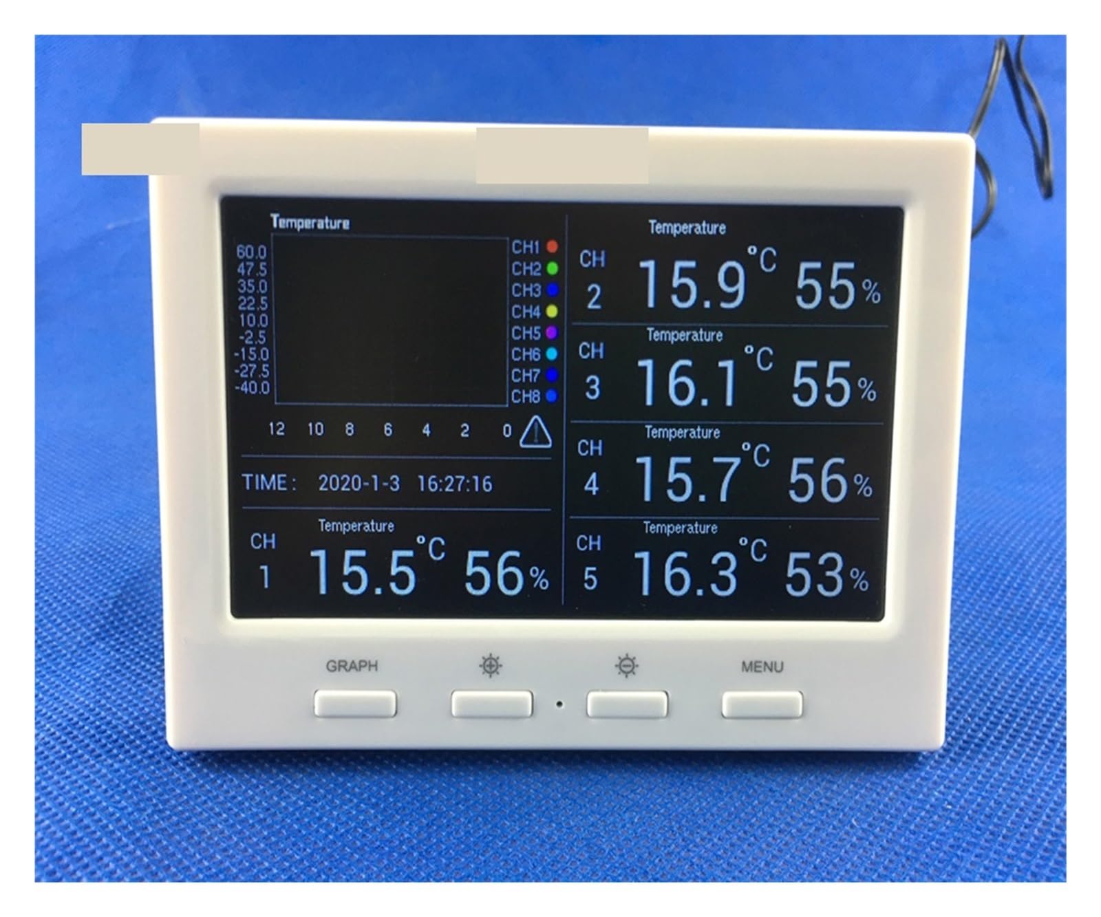 Drahtlose Wetterstation mit 5 Sensoren, Kanälen, Farbbildschirm, Datenlogger, Verbindung for PC,Präzisionsinstrument