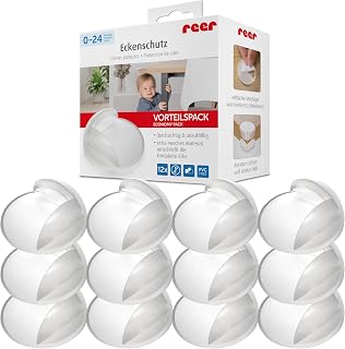 reer Baby Corner Protectors, Pack of 12 Beneficial Transparent and Free | Soft TPE with pre-assembled, transparent tape, latex-free, tested for harmful substances and removable without leaving any