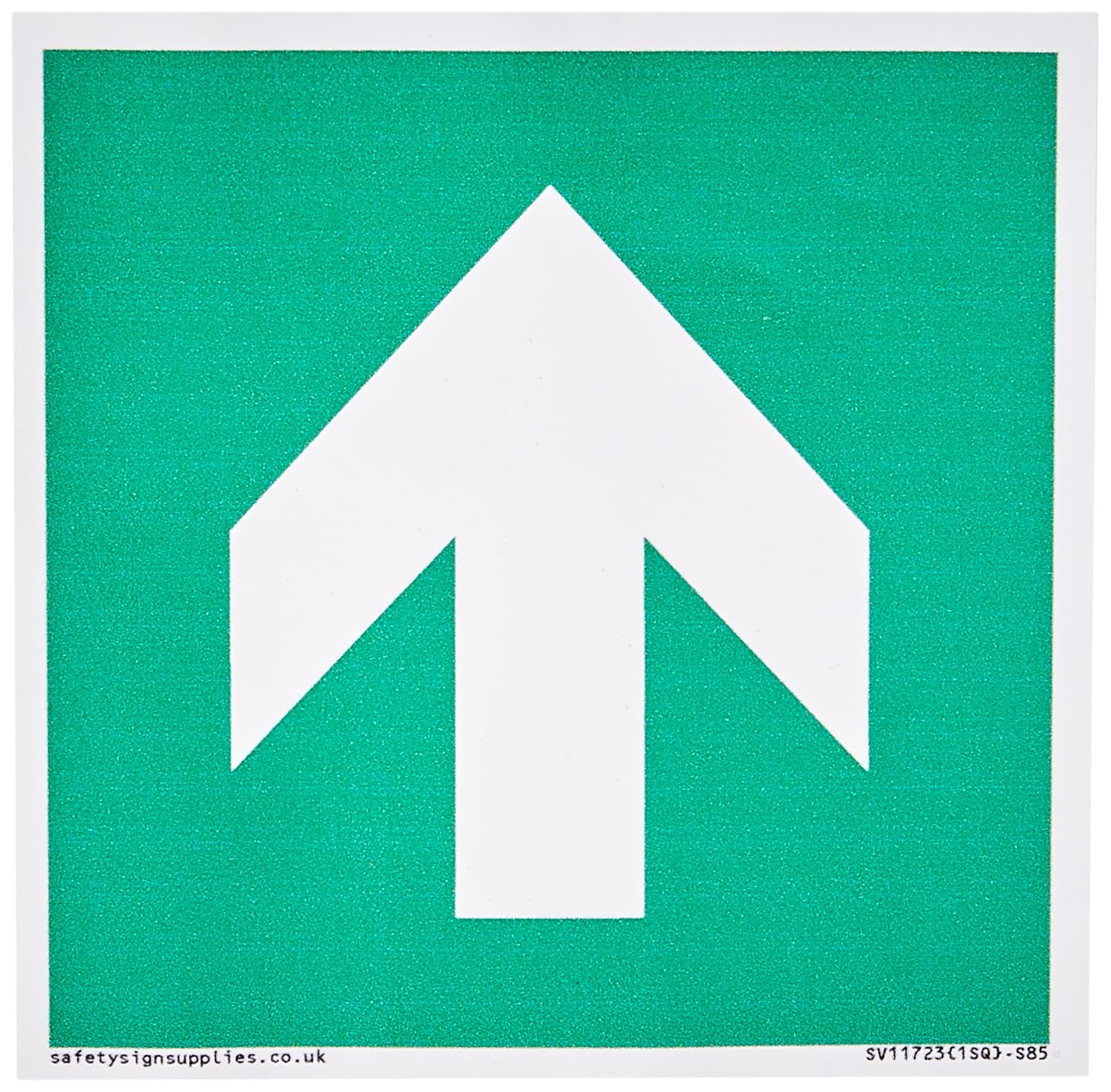 Viking Signs E907 Safe condition: Up / forwards arrow (90 deg supplimentary) Sign - 85x85mm - S85, Green/White