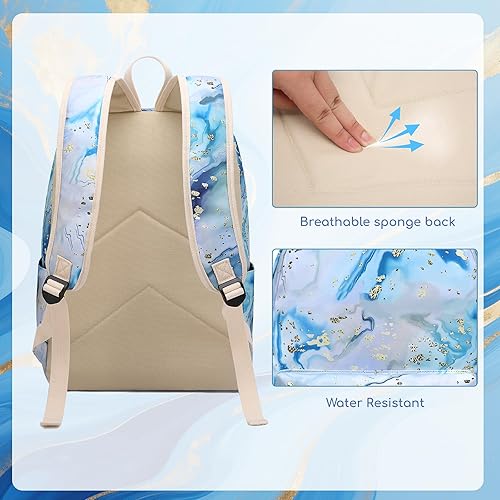 Miniatura 6 de BLUBOON Mochila escolar para niñas y adolescentes con lonchera y estuche para lápices compartimento para computadora portátil, mochila casual para