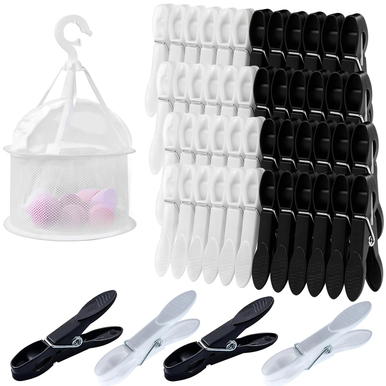 LEEPAT 48 Pack Clothes Pegs for Washing Line with Bag