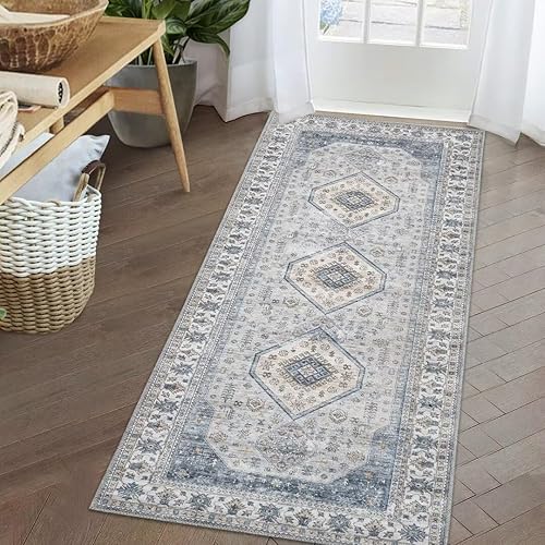 Miniatura 8 de GlowSol Alfombra de área de 8 x 10 pies, medallón floral, estilo vintage, para interiores, no se desprende, antideslizante, alfombra bohemia para