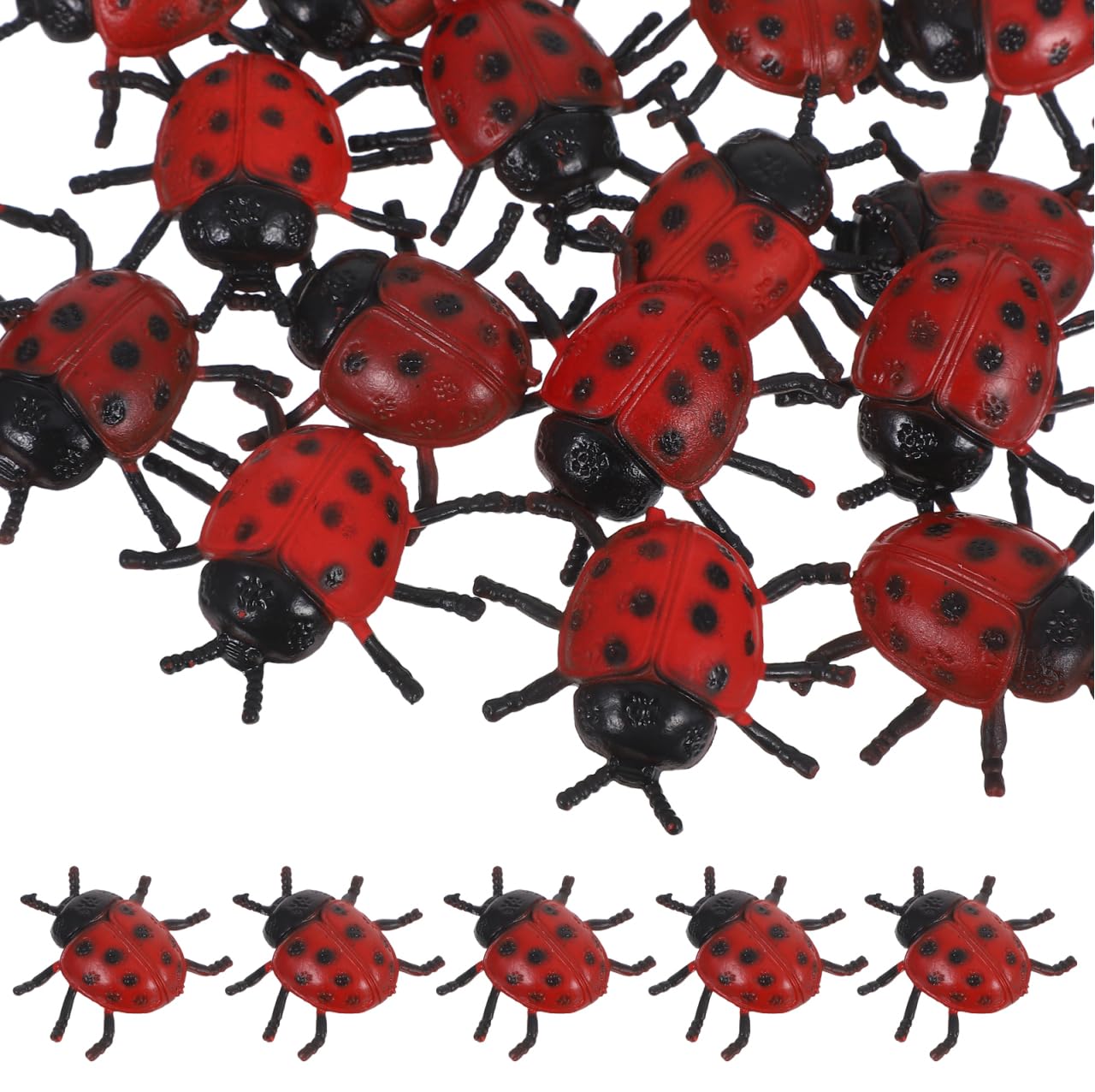 DECHOUS 25Pcs Small Ladybug Toys: Plastic Fake Ladybugs Realistic
