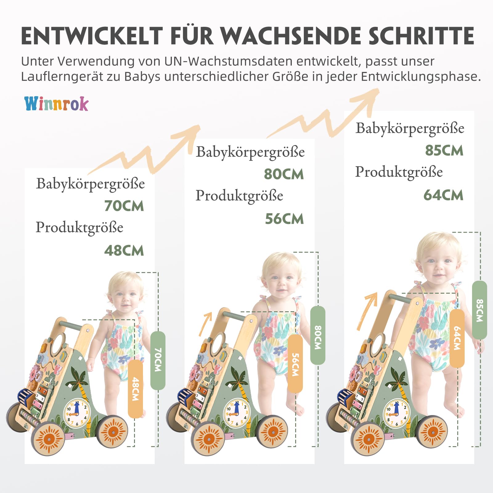 Baby Lauflernwagen Holz, Baby Lauflernhilfe Höhen- und Geschwindigkeitsverstellbar, Montessori Spielzeug ab 1 Jahr, Baby Walker für Jungen und Mädchen, Geschenk zu Weihnachten und Geburtstag