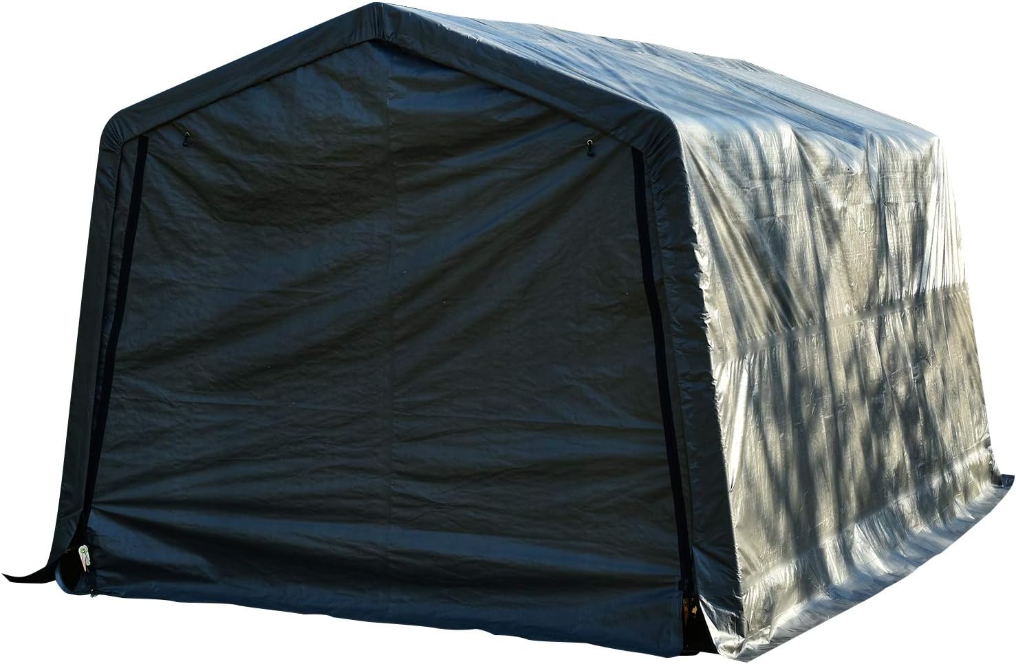 UHOM Auto Shelter 10x15X8 Portable Outdoor Garage Storage Shed Canopy Carport Gray