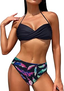 Generisch Children's Watch Plain Fashion Sexy High Waist Bikini Swimsuit Bikini Suit 2 Tops Neck