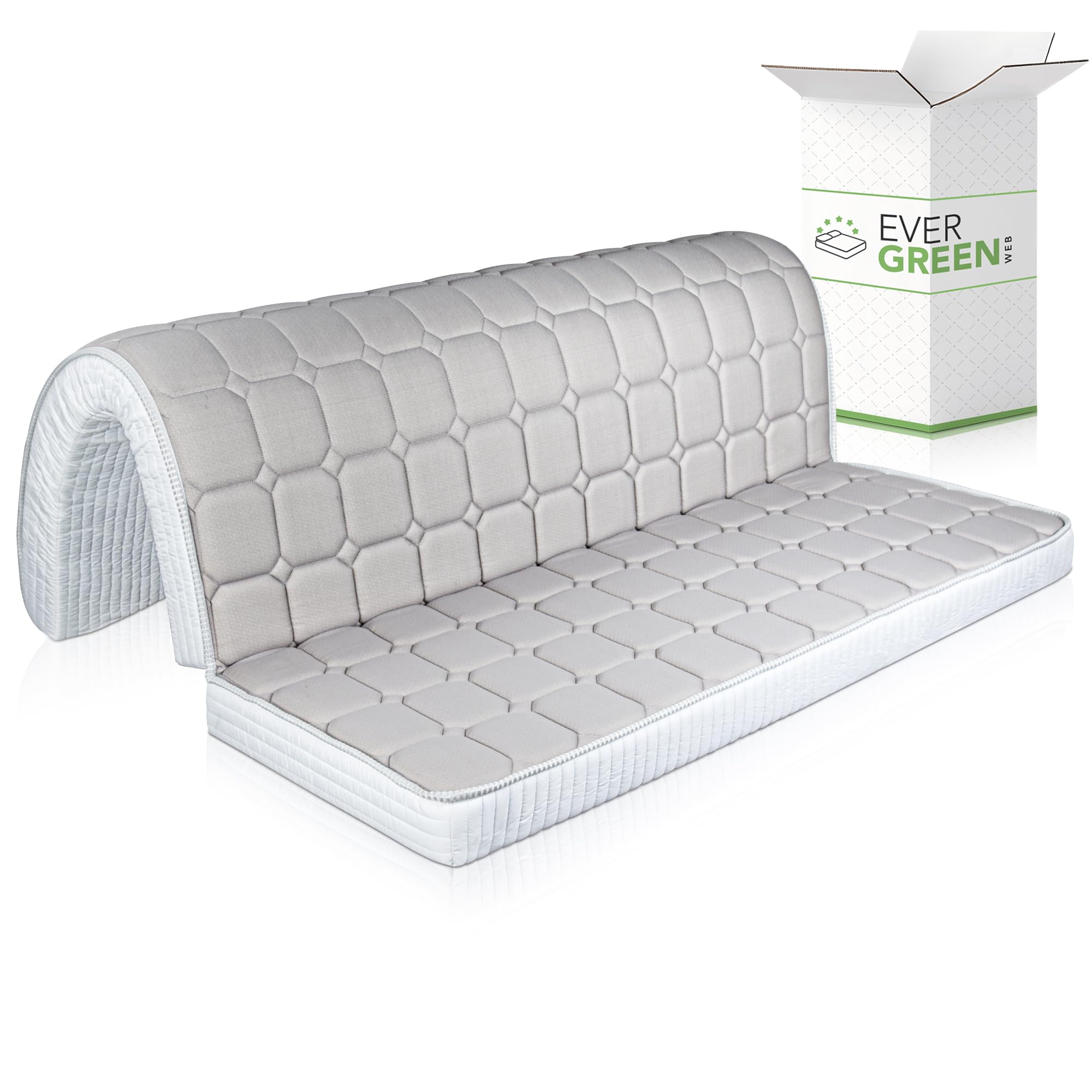 EVERGREENWEB - Colchón Clic clac de Matrimonio 160x190 cm h 10 para sofá Cama con Espuma viscoelástica, Plegable, Pliegue en el Asiento, Ortopédico, hipoalergénico, Cordones de fijación