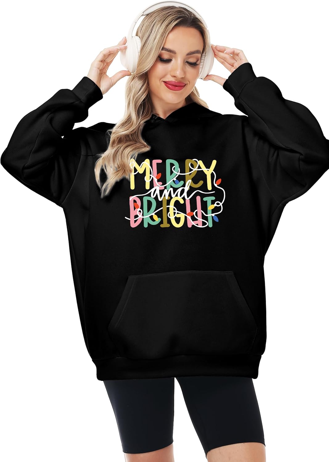 Women's Christmas Sweatshirts Oversized Hoodies Xmas Hooded Pullover with Pocket - Image 6