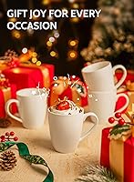 Vista 7 de Sweese Tazas de café de porcelana – 16 onzas (arriba al borde) para café, latte, té, cacao, juego de 4, blanco