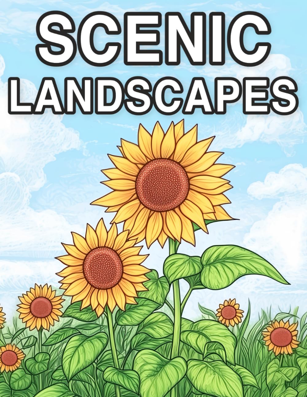 Scenic Landscapes: Nature Scenes Coloring Book for Adults and Seniors, Large Print Realistic and Tranquil Sceneries designed for mindfulness, relaxation and stress relief