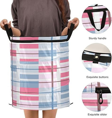 Miniatura 3 de round 59L collapsible storage bins for bedding Blue Pink Texture,cesto de ropa sucia para nia