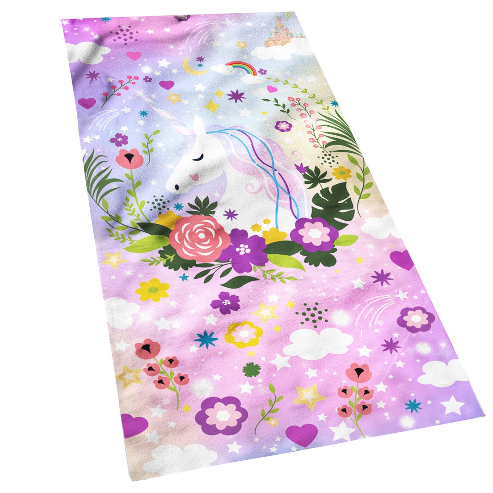 Unicorn Microfiber Beach Towel - 30x60 Inch Quick Dry Sand Proof Towel For Kids & Travel