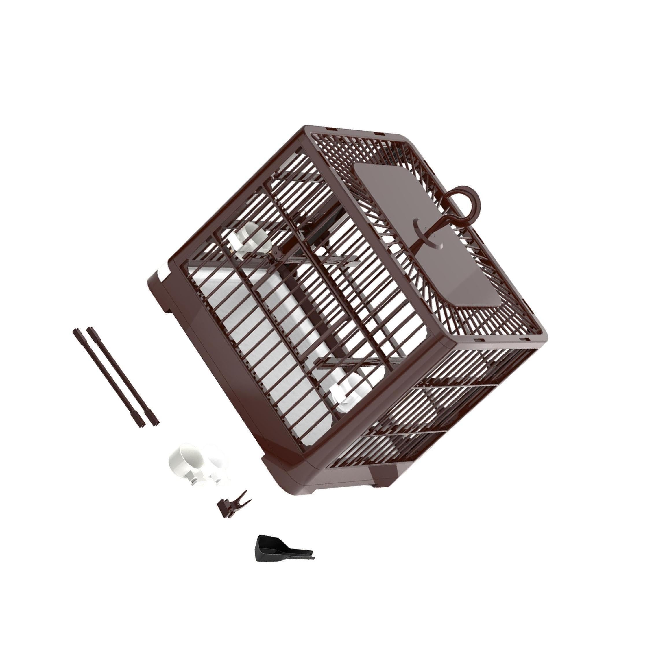 Cage à perroquet en nichoir robuste brun pour oiseau de compagnie