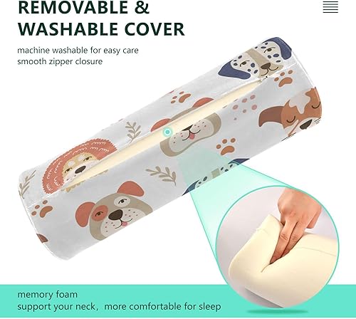 Miniatura 3 de Cute Cartoon Dalmatian Dog Paw Bolster Pillow Spa Neck Roll Pillows for Pain Relief Small Round Pillow Insert for Lumbar Support for Bed Cylinder