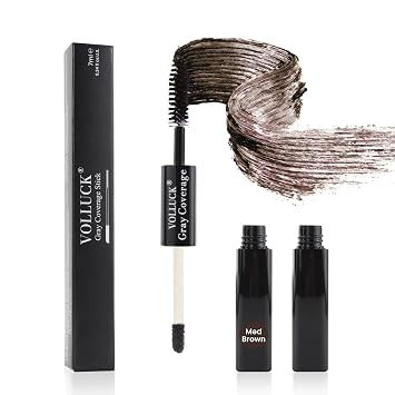 Root Touch Up Stick, Instant Gray Hair Cover Concealer Stick, 2-In-1 Double Head Hair Color Finishing, Hair Mascara Brush for Eyebrow& Beard Med Brown, 0.23 Fl oz