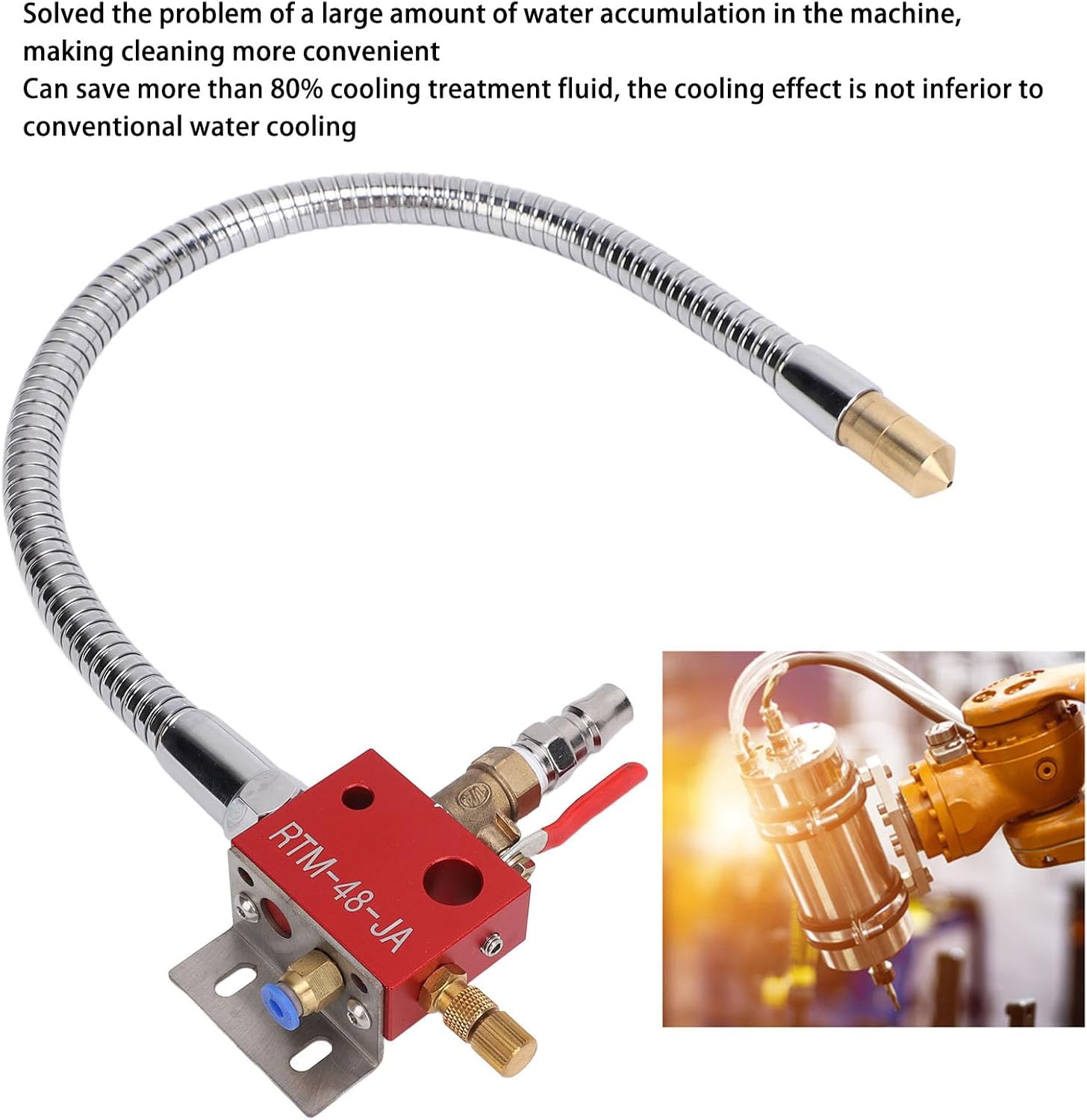 Mist Coolant Lubrication Spray System with 48cm Metal Hose and 2m Soft Tubing CNC Lathe Cutting Engraving Machine Cooling System