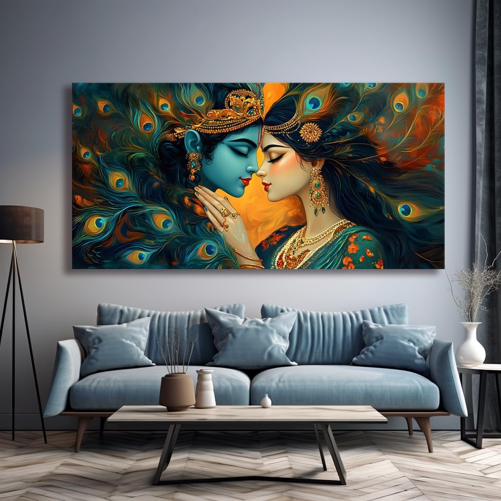 Piy Painting Blue Traditional Krishna Radha Canvas Wall Art for Living Room Prints Artwork Bedroom Office Decor