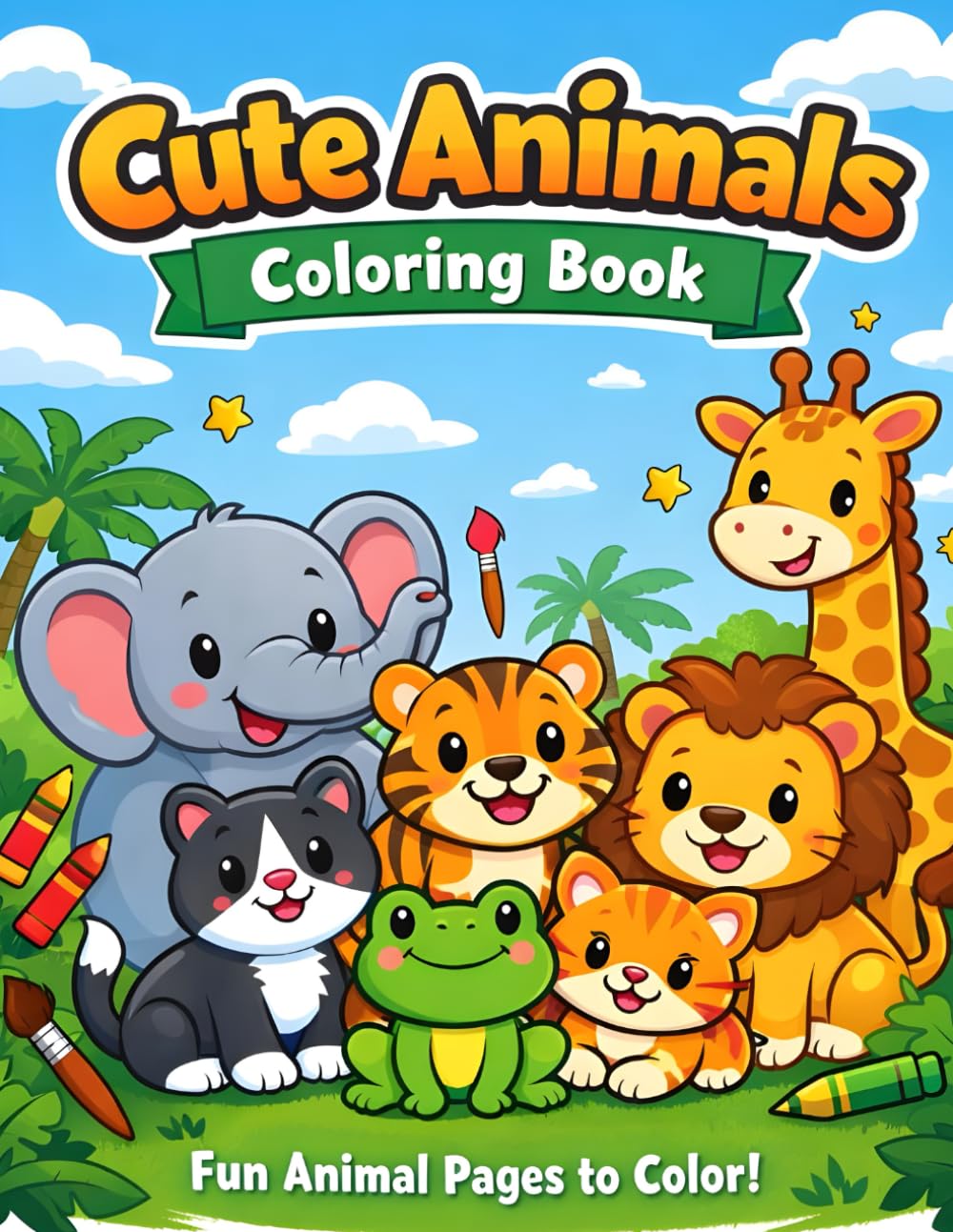 Cute Animal Coloring Book for Kids Ages 3–6: Fun & Easy Coloring Pages with Friendly Zoo and Farm Animals | Early Learning Activity Book for Boys and Girls