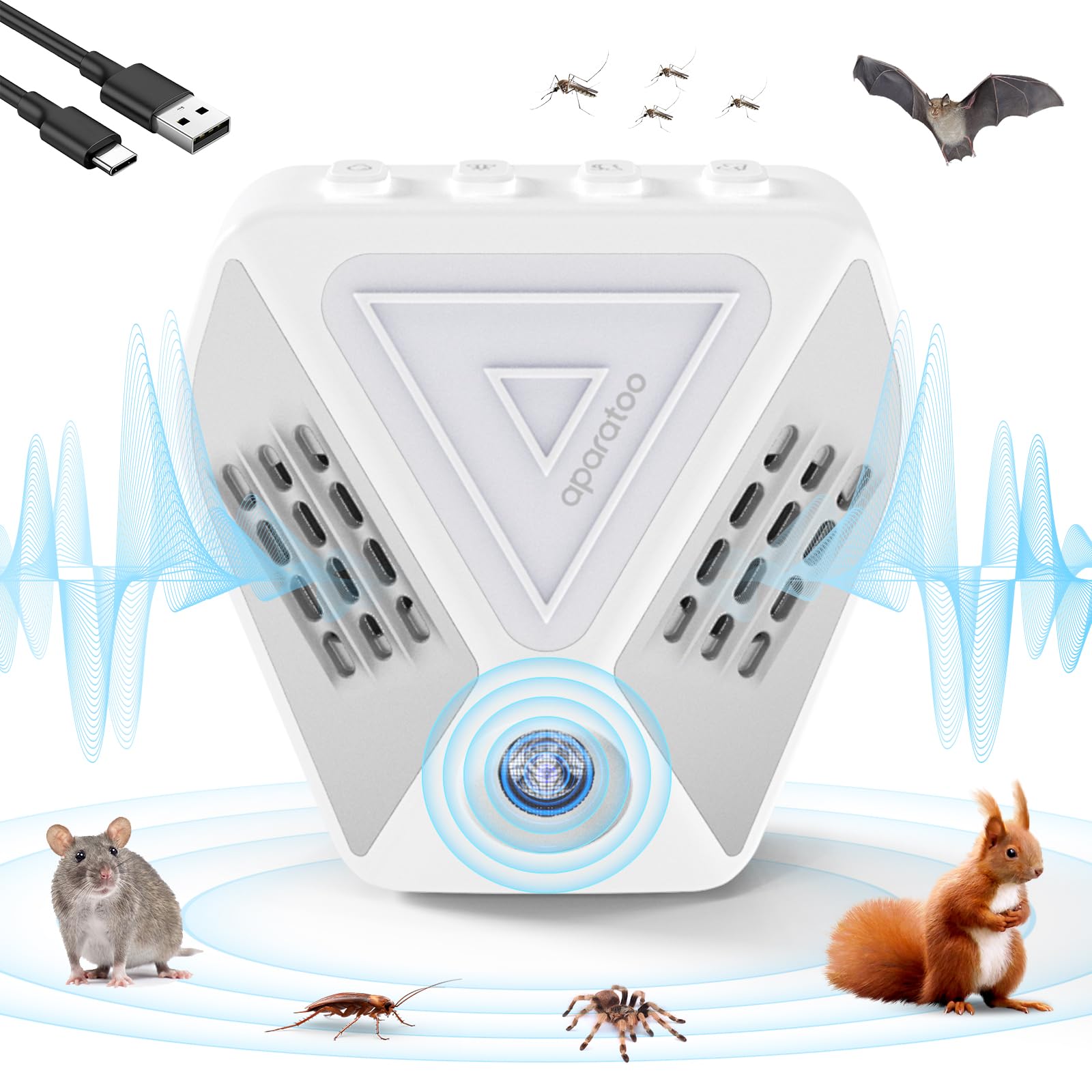 Ultrasonic Pest Repeller, 3 In 1 Electronic mosquito Repellent Plug in, Indoor Mute Ultrasonic Pest Repeller for mosquito control, Powerful Mouse Repellent Plug In Pest Control Mice, Rat, Mosquitoes
