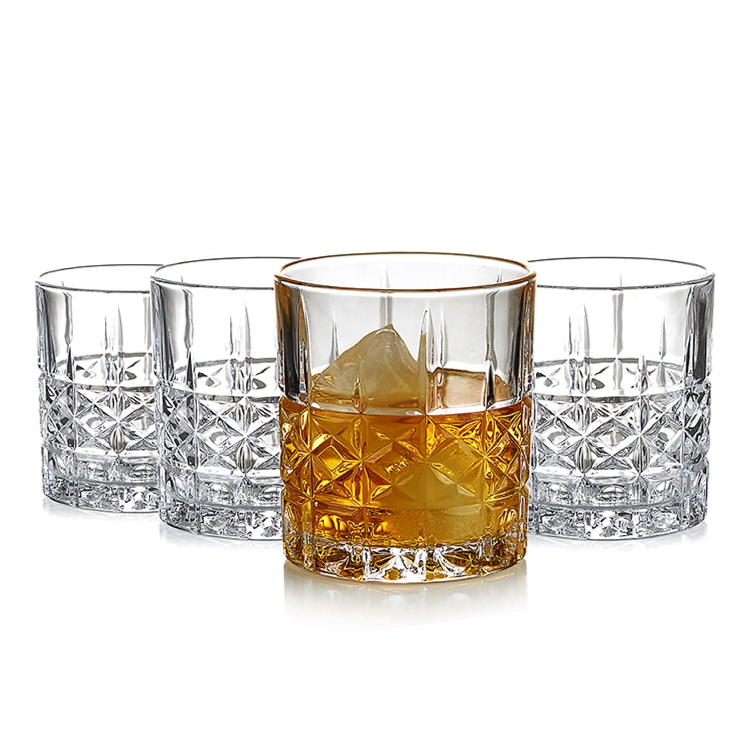 MZP Italin Premium Luxury Whiskey Glass (Set of 2) - 300ml Crystal Cut Barware Drinking Glasses for Whisky, Bourbon, Scotch, Liquor, Cocktail Drinks - Transparent Old Fashioned Cocktail Glass (300 ml, 2) 2
