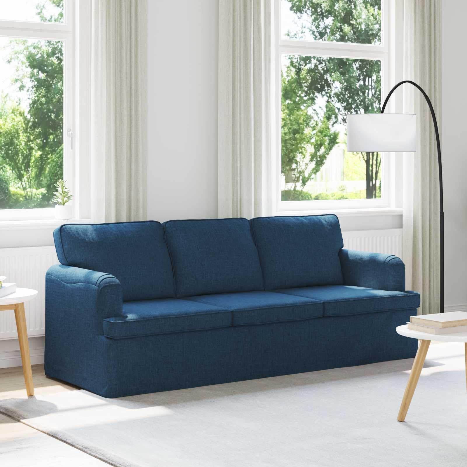 vidaXL Divano Blu 201 x 80 x 85 cm Tessuto, Divano Moderno, Design Rettangolare, Tessuto Imbottito, Struttura Metallica, Seduta ergonomica, Arredamento Minimalista