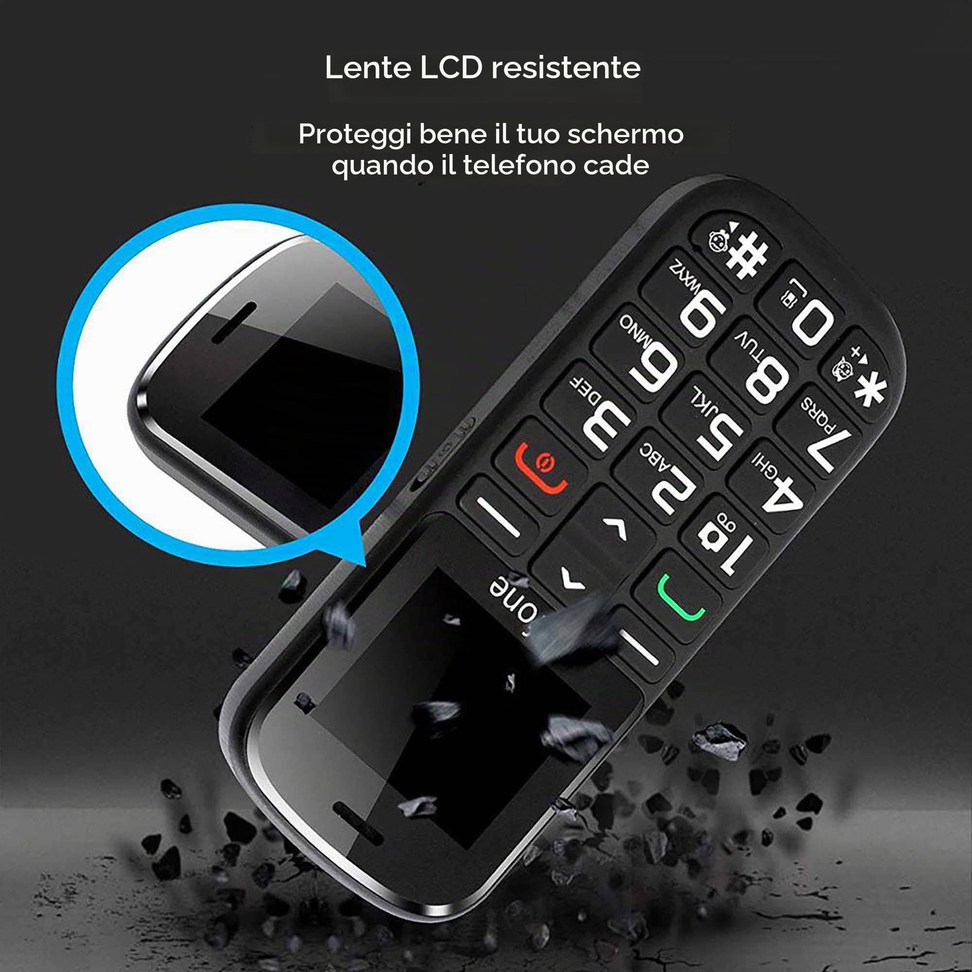 ARTFONE CS182 Telefono Anziani Tasti Grandi | Base ricarica | Funzione SOS