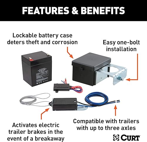 Miniatura 3 de CURT 52028 Soft-Trac 2 Sistema de interruptor de ruptura para remolque con batería y cargador