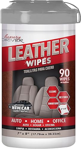 Luxury DRIVER Toallitas de cuero multiusos para asientos de automóvil, toallitas de limpieza de cuero, limpiador de asiento de automóvil, toallitas
