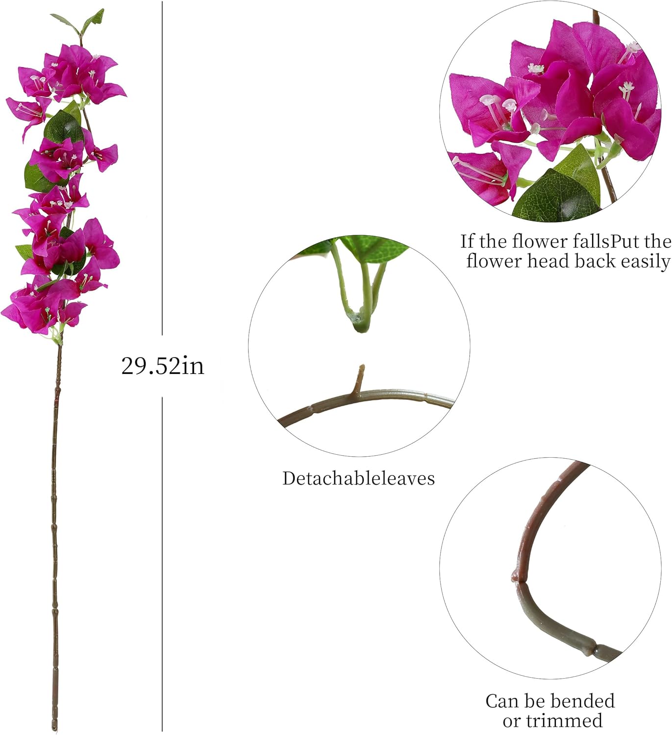 10PCS Bougainvillea Artificial Flowers 30" Silk Fake Bougainvillea Branches Faux Flowers Vines for Home,Garden,Wedding,Party,Indoor and Outdoor,Floral Arrangement and DIY Decor(Purple) - Image 2