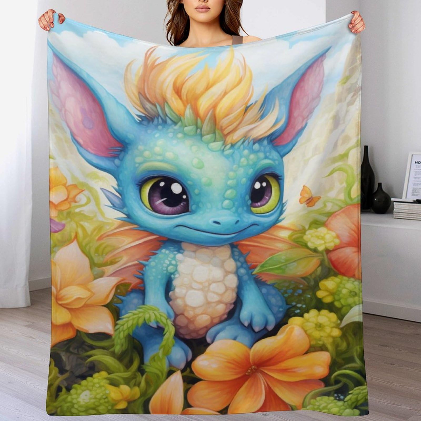 Plaid canape ptérosaure 130x180cm, l'accessoire idéal pour vos soirées cinéma au chaud