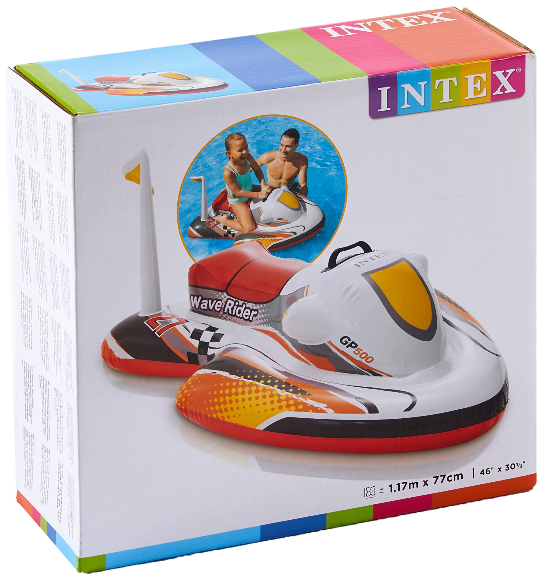 Intex 58849 - Aufblasbare Wasserrutsche, 135 x 81 x 50 Zoll & 57520NP - Wave Rider Ride-On, 117 x 77 cm