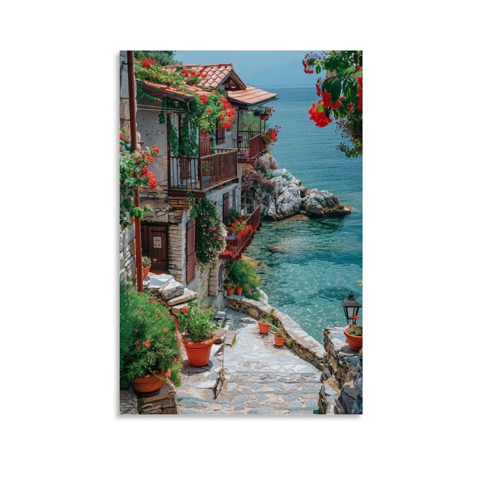 HUERYRYHY Waterfront Blooms 02 Poster Wall Art Canvas Vintage Aesthetic Painting Decor for Rooms 12x18inch Unframe-style