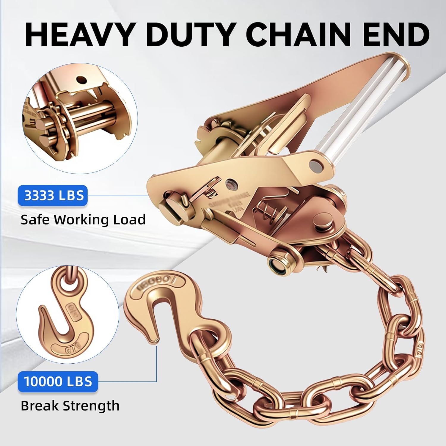 Car Tie Down Straps for Trailers - 2" x12' Ratchet Tire Straps with Chain Anchors, Heavy Duty Wheel Net Ratchet Straps for Auto Hauling, Flatbed, and Truck Transport