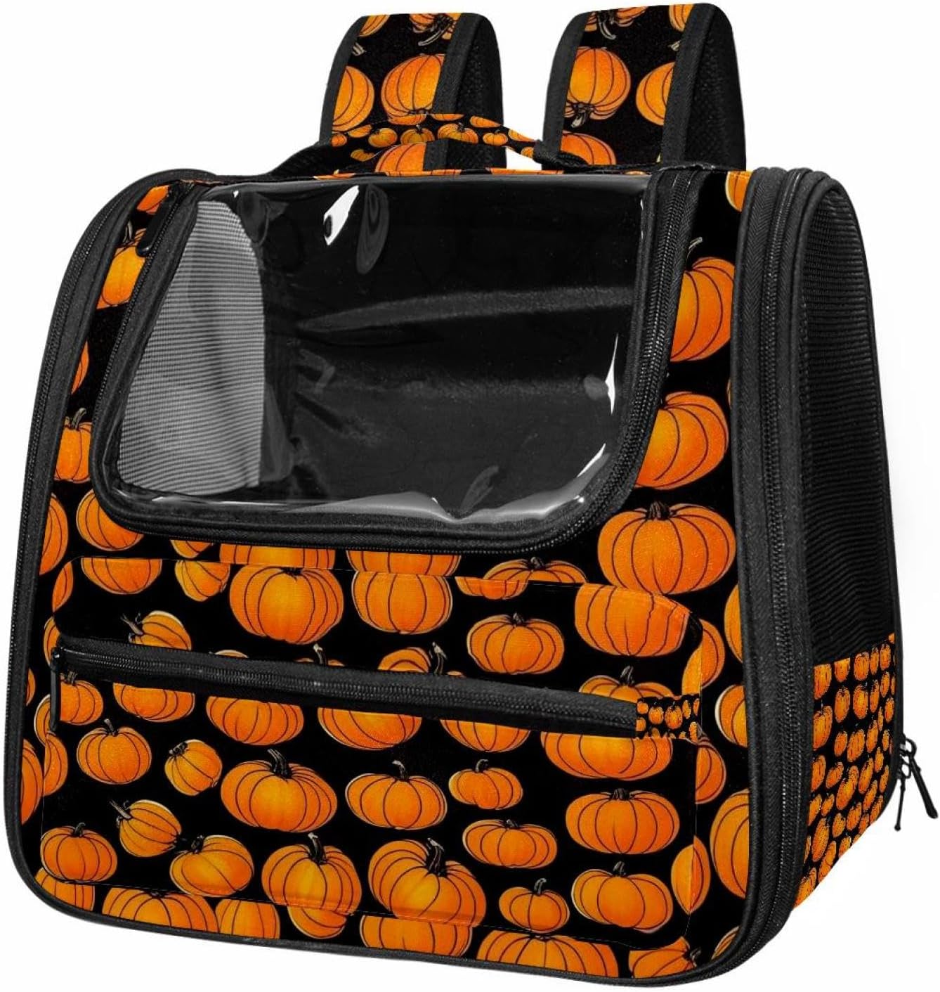 Portable Travel pet Backpack Carrier Hamster Bag Small Dog cat Carrier Breathable Hang Bag, Helloween Pumkins 3_56