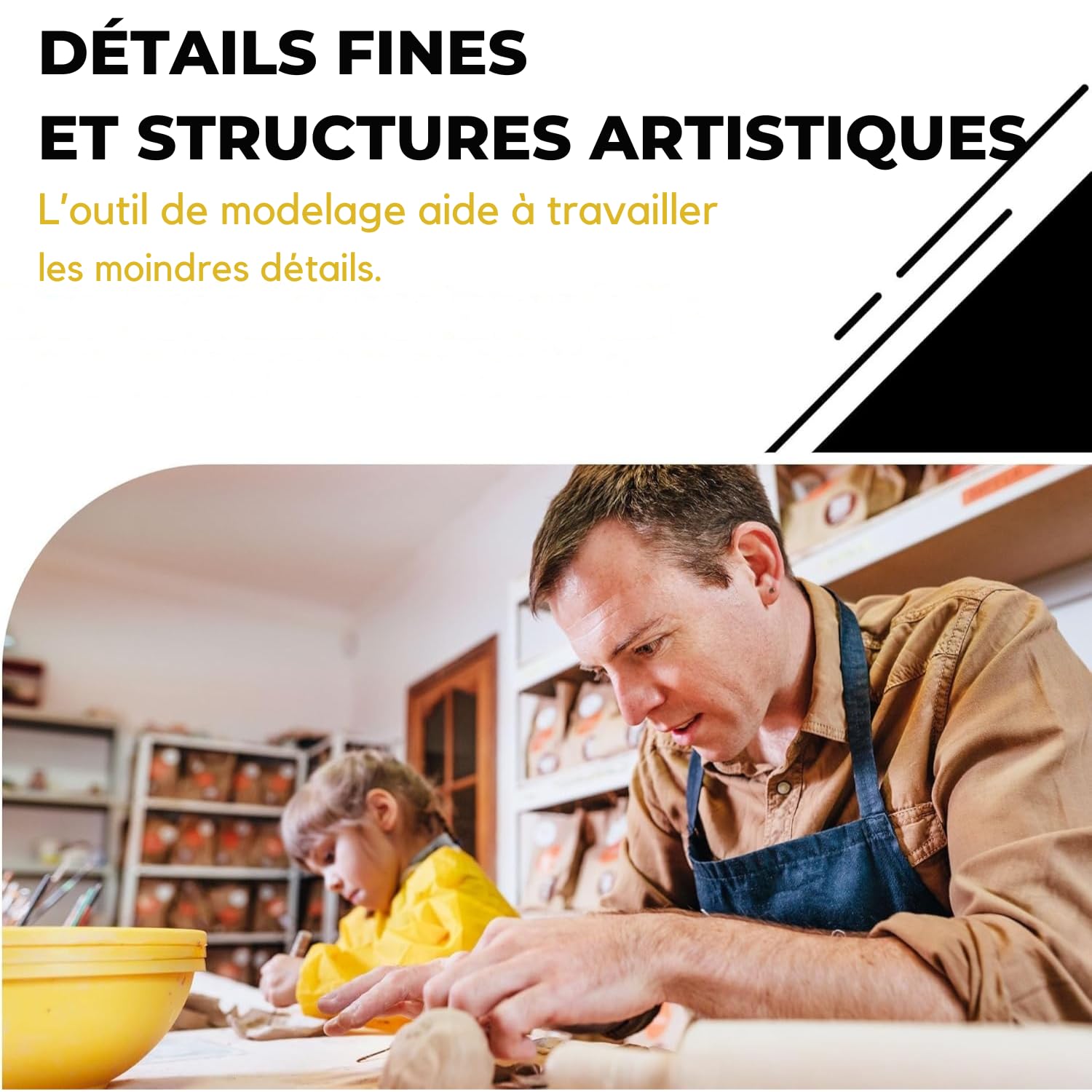 DIBYS Kit de poterie pour la maison | Démarreur avec outil de modelage, argile sèche à l'air en blanc, peintures et pinceaux | Loisirs créatifs DIY | Créatif | Idées cadeaux