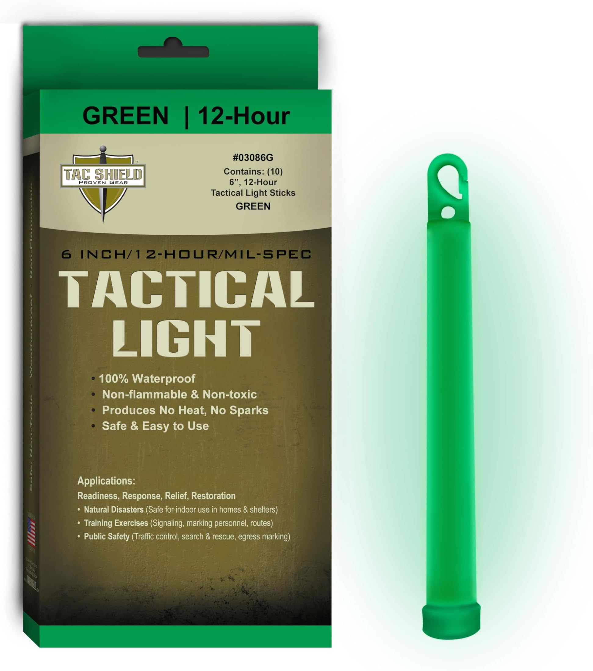TAC SHIELD Tactical 12 Hour Light Stick (10-Pack)