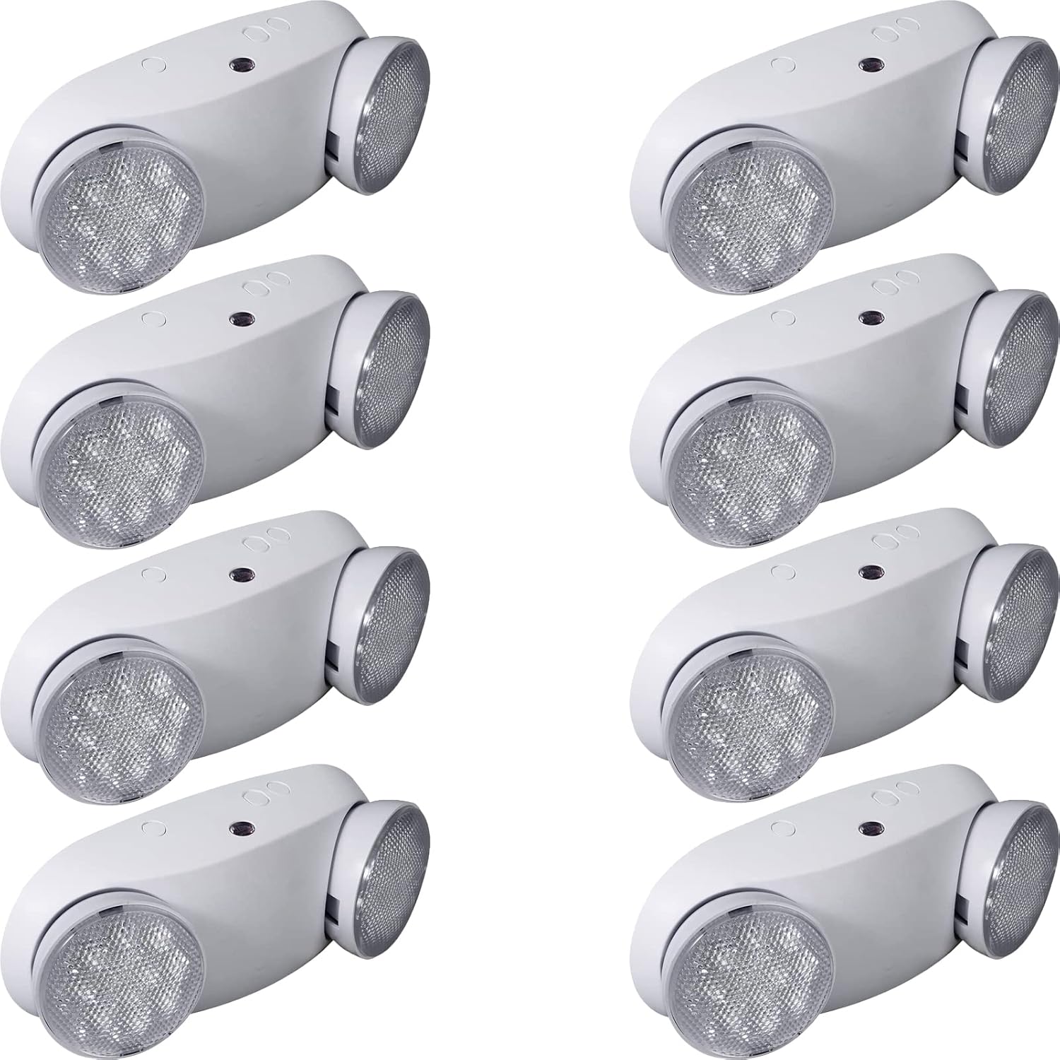 LED Emergency Lights with Two Adjustable Heads, Commercial Emergency Lights with Battery Backup, Indoor Emergency Exit Lighting Fixture for Business Home Office, AC 120-277V, UL Listed (8-Pack)